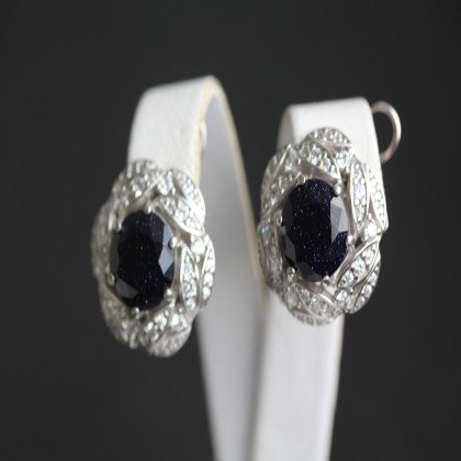 Сережки 454 авантюрин синій Rh Timofeev 2