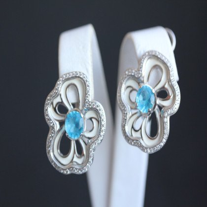 Сережки 462 альпініт блакитний Rh Timofeev