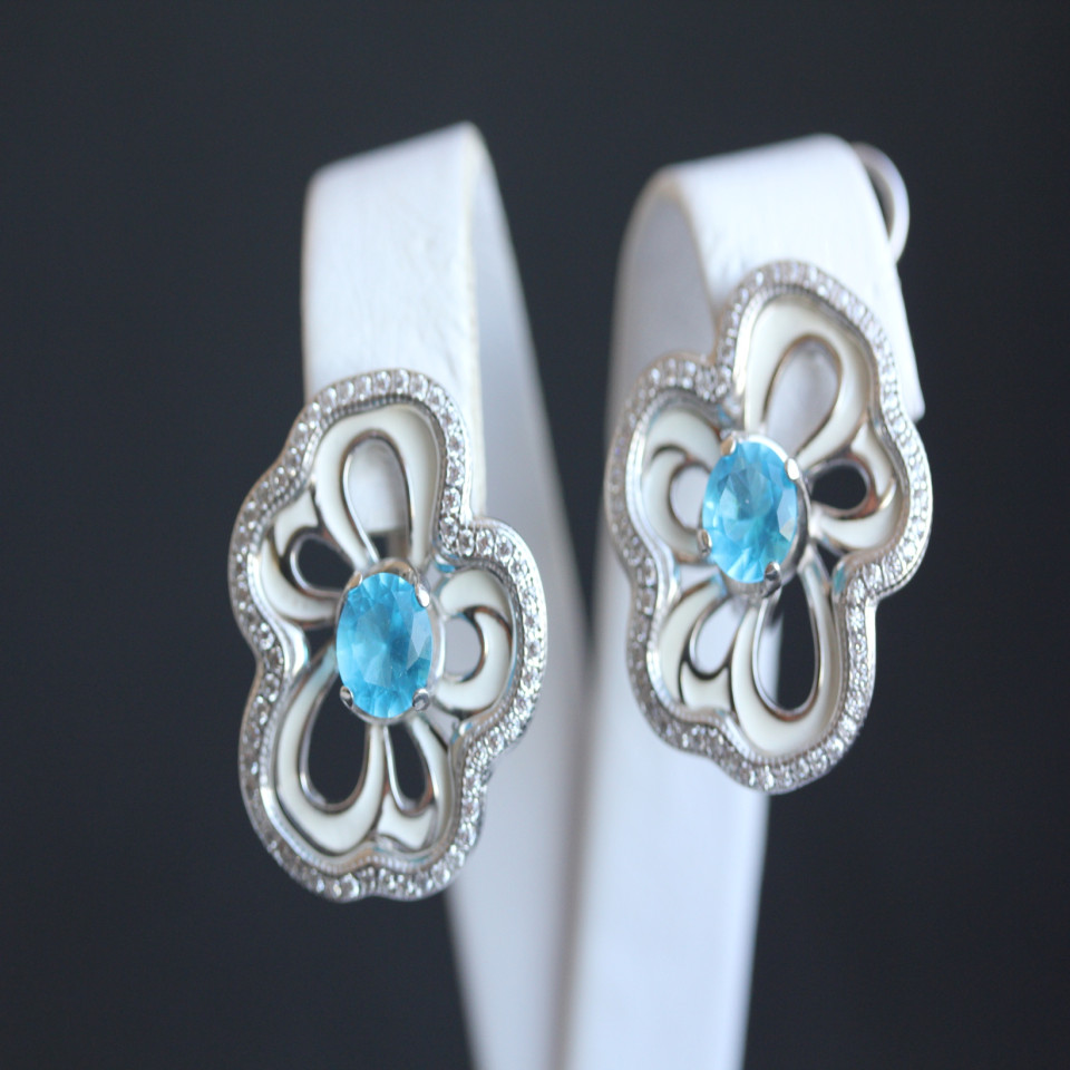 Сережки 462 альпініт блакитний Rh Timofeev