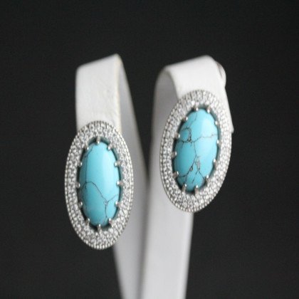 Сережки 476 бірюза імітація Rh Timofeev