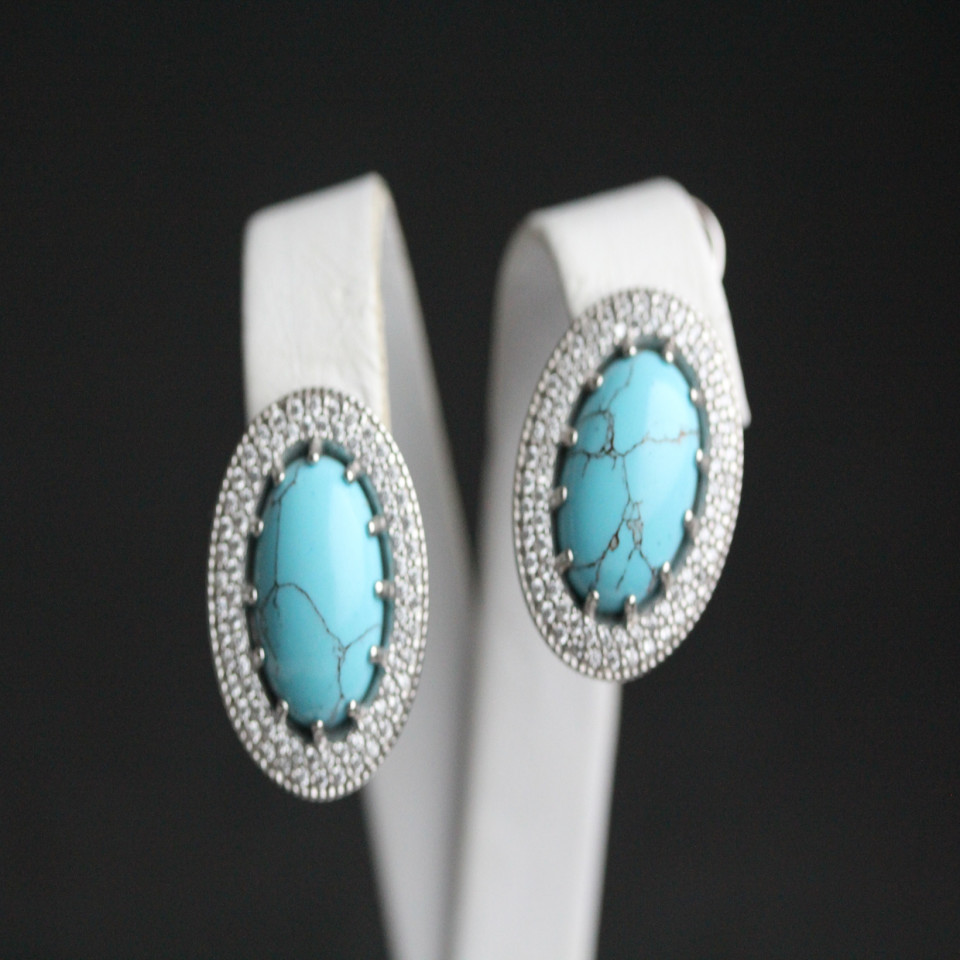 Сережки 476 бірюза імітація Rh Timofeev