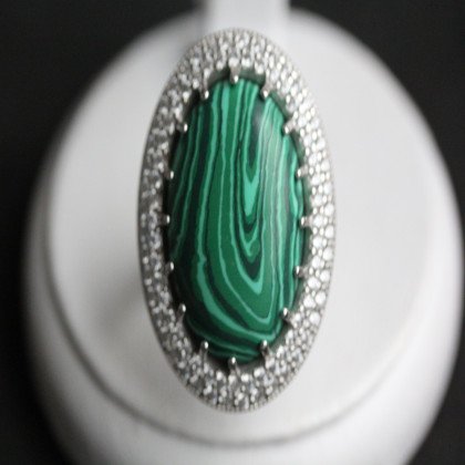 Перстень 476 малахіт імітація Rh Timofeev