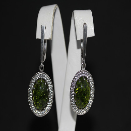 Сережки 476(2) янтарь зелений імітація Rh Timofeev