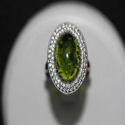 Перстень 476(2) янтарь зелений імітація Rh Timofeev 2