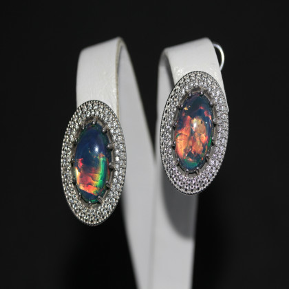 Сережки 476 опал імітація синій Rh Timofeev