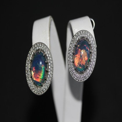 Сережки 476 опал імітація синій Rh Timofeev