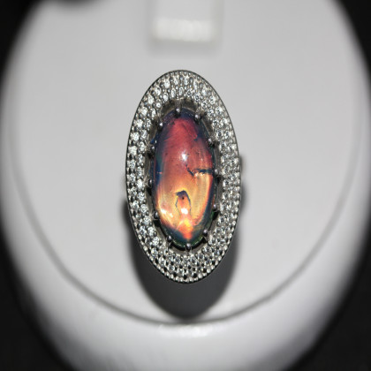 Перстень 476(2) опал синій імітація Rh Timofeev