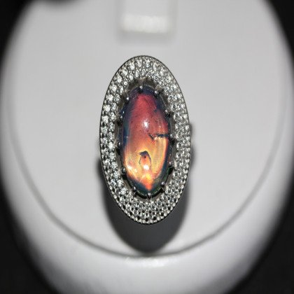 Перстень 476(2) опал синій імітація Rh Timofeev