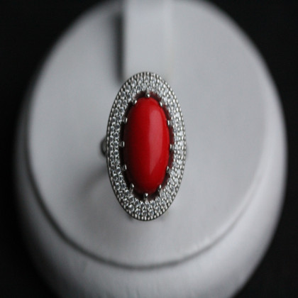 Перстень 476(2) корал імітація Rh Timofeev