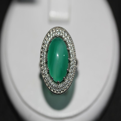 Перстень 476(2) агат зелений Rh Timofeev