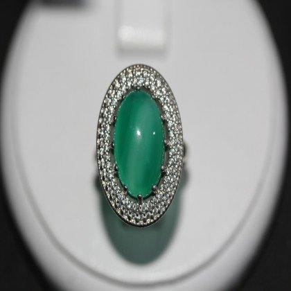 Перстень 476(2) агат зелений Rh Timofeev