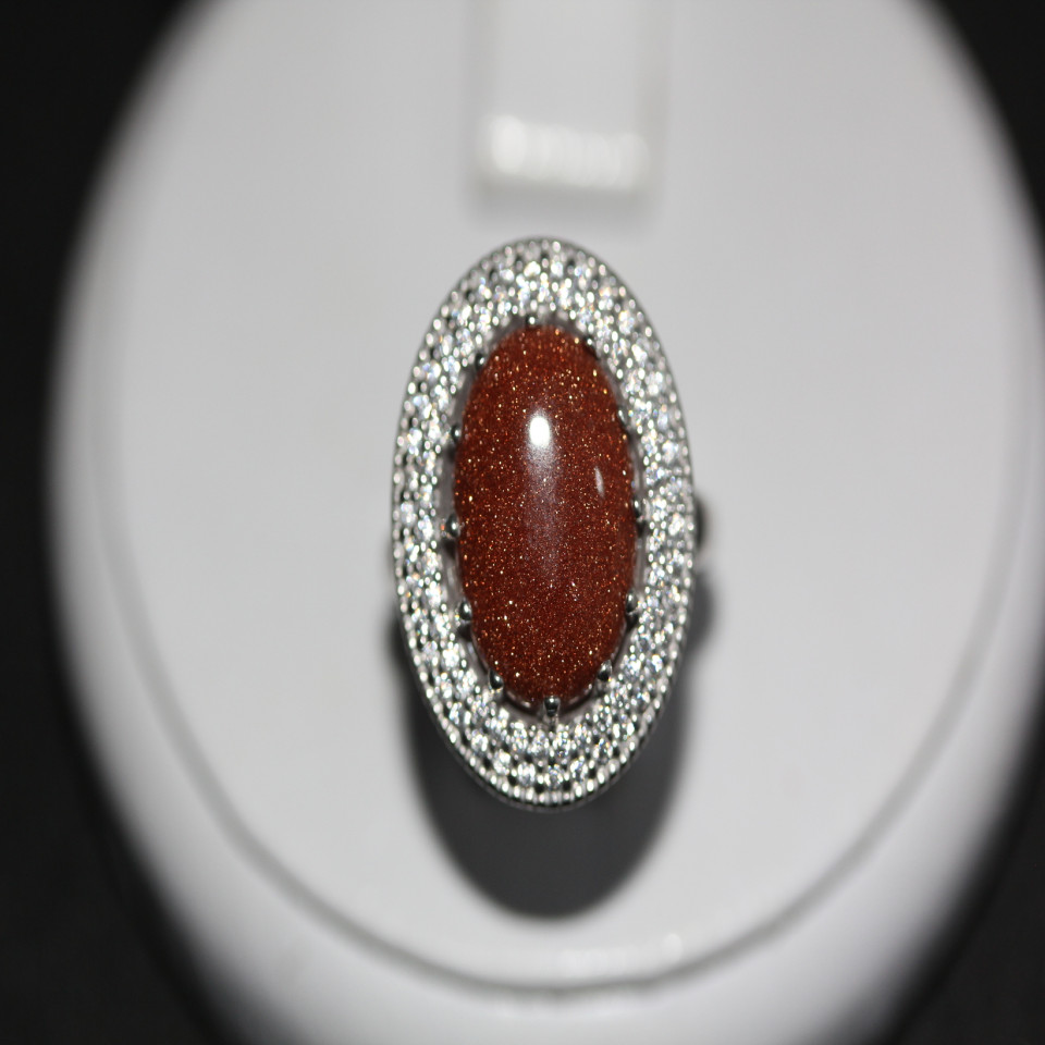 Перстень 476(2) авантюрин золотий Rh Timofeev