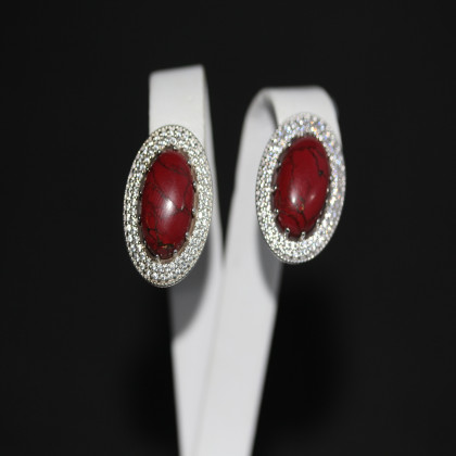 Сережки 476 яшма імітація Rh Timofeev