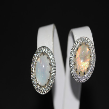 Сережки 476 опал імітація Rh Timofeev