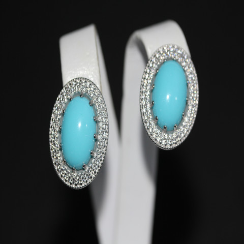 Сережки 476 бірюза імітація Rh Timofeev