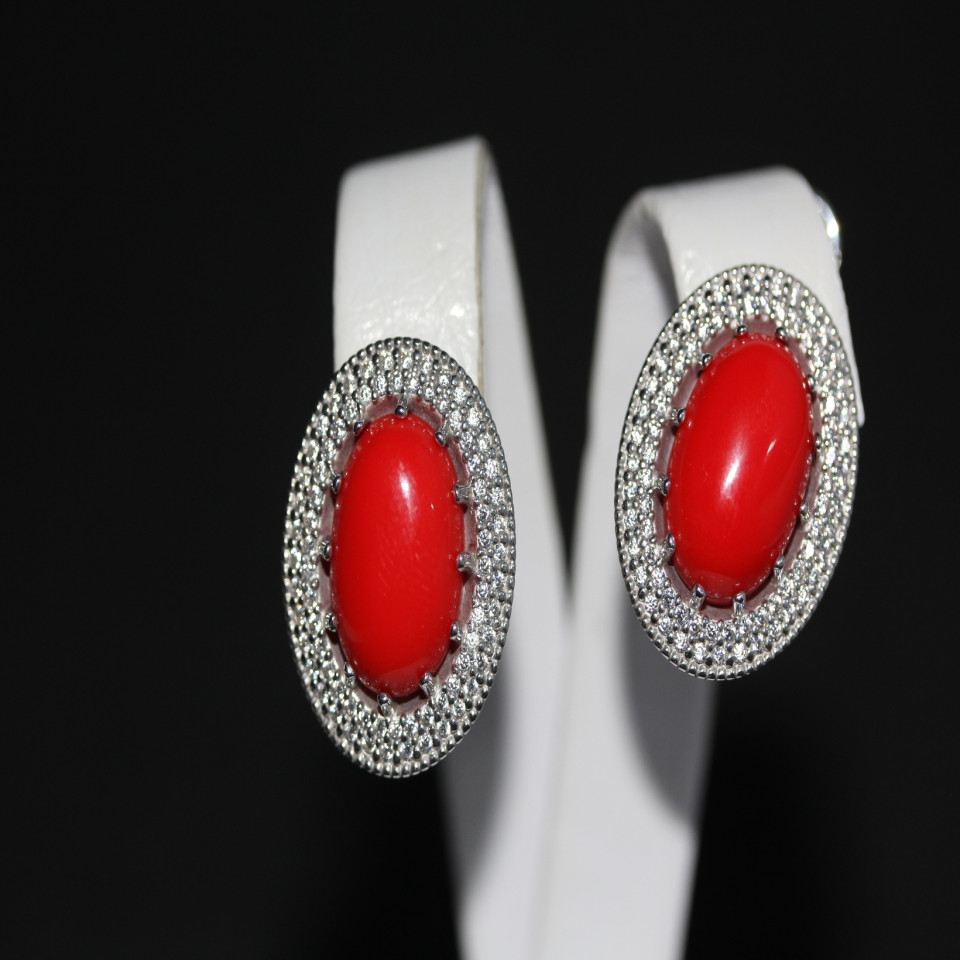 Сережки 476 корал Rh Timofeev