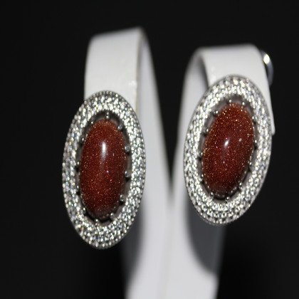 Сережки 476 авантюрин золотий Rh Timofeev