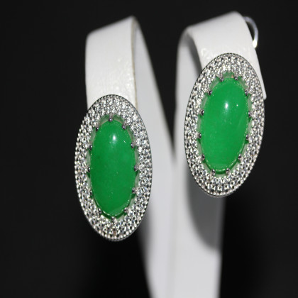 Сережки 476 авантюрин зелений Rh Timofeev