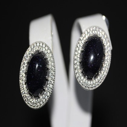 Сережки 476 авантюрин синій Rh Timofeev