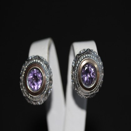 Сережки 488 аметист Rh Timofeev