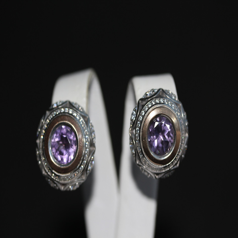 Сережки 488 аметист Rh Timofeev