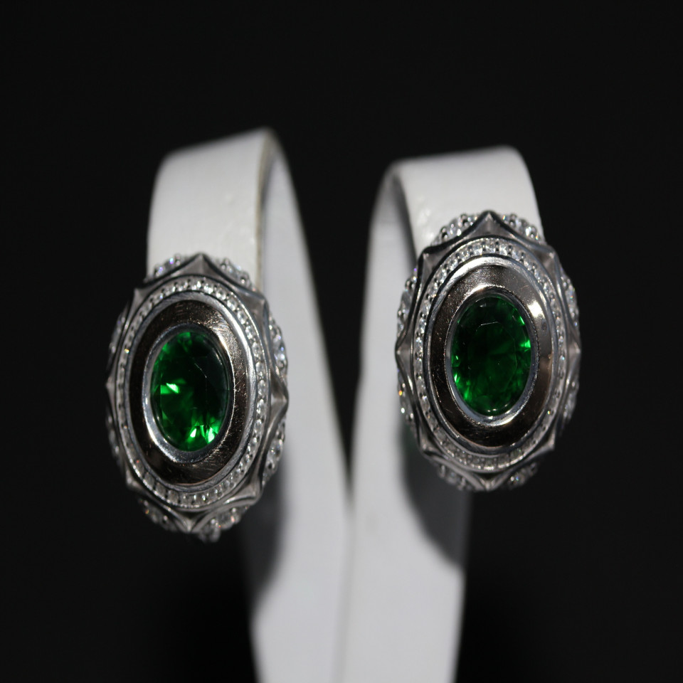 Сережки 488 цирконій з. Rh Timofeev