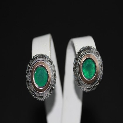 Сережки 488 агат зелений Rh Timofeev