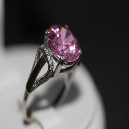 Перстень 489 цирконій рожевий Rh Timofeev 2