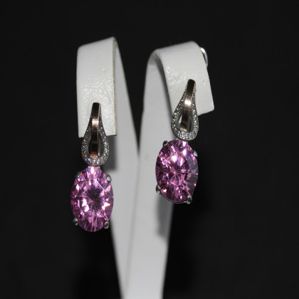 Сережки 489 цирконій рожевий Rh Timofeev