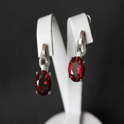 Сережки 489 цирконій червоний Rh Timofeev