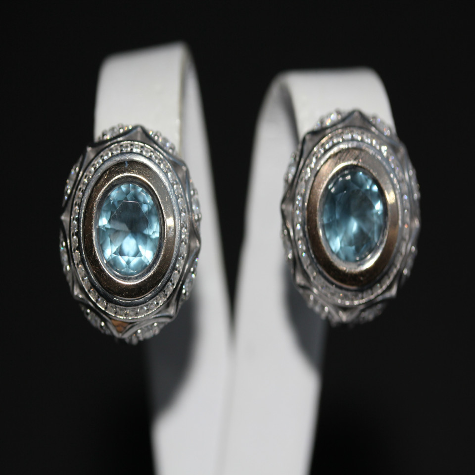 Сережки 488 кварц океан Rh Timofeev