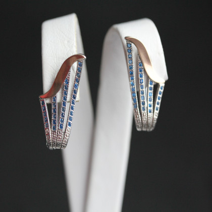 Сережки 490 цирконій блакитний Rh Timofeev