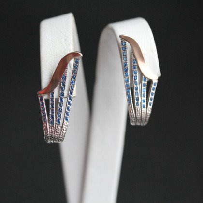 Сережки 490 цирконій блакитний Rh Timofeev