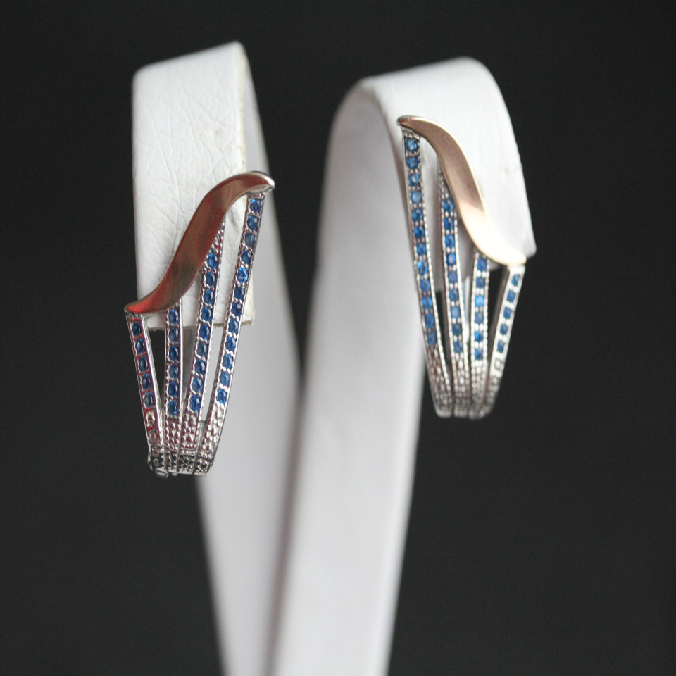 Сережки 490 цирконій блакитний Rh Timofeev