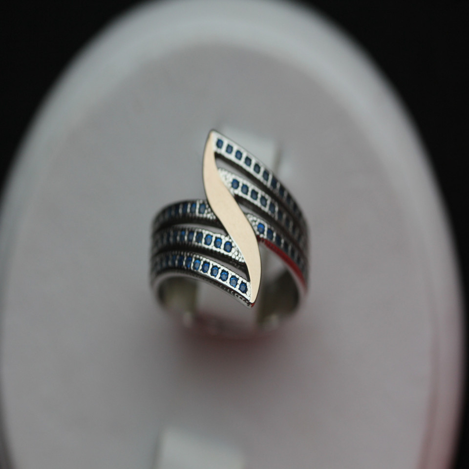 Перстень 490 цирконій блакитний Rh Timofeev