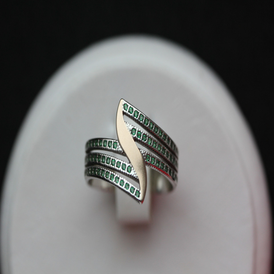 Перстень 490 цирконій зелений Rh Timofeev