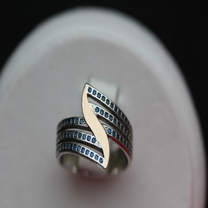 Перстень 490 цирконій синій Rh Timofeev