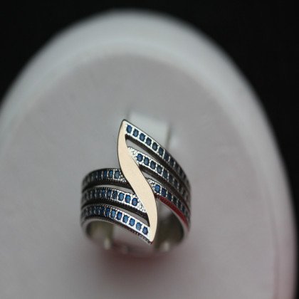 Перстень 490 цирконій синій Rh Timofeev