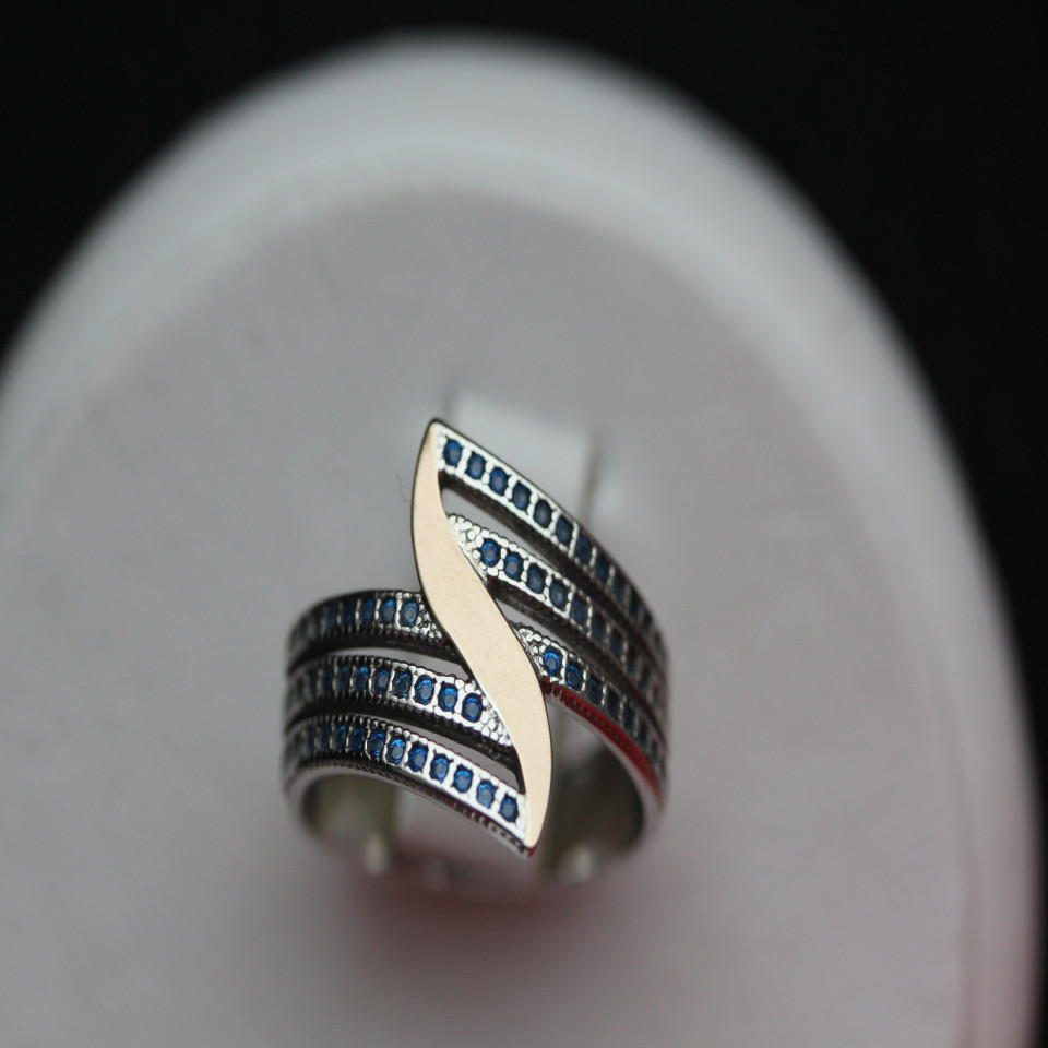 Перстень 490 цирконій синій Rh Timofeev