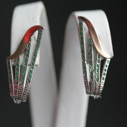 Сережки 490 цирконій зелений Rh Timofeev