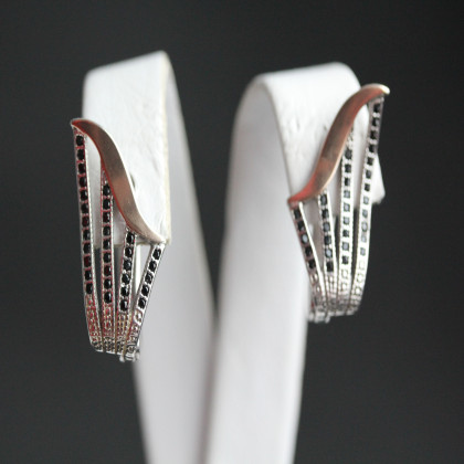 Сережки 490 цирконій чорний Rh Timofeev