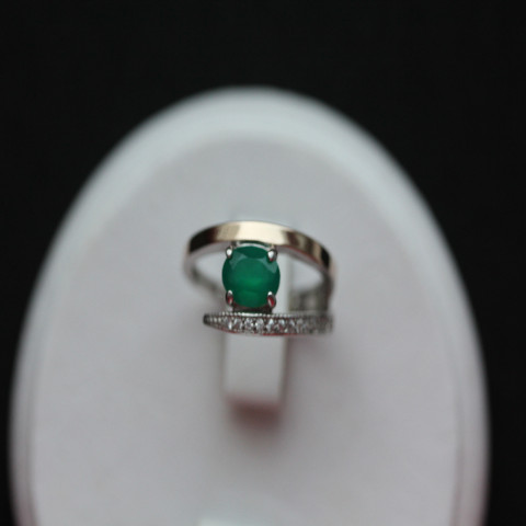 Перстень 496 агат зелений Rh Timofeev