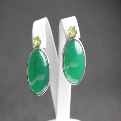 Сережки 100 агат зелений\хр т Rh Timofeev