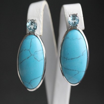 Сережки 100 бірюза\топаз Rh Timofeev