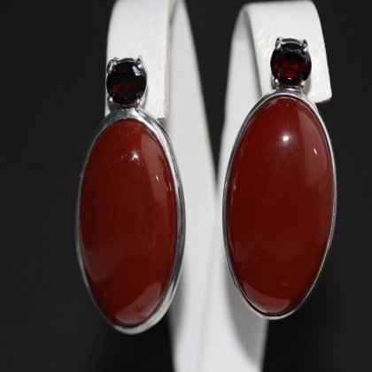 Сережки 100 сердолік\гранат Rh Timofeev