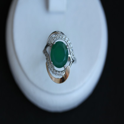 Перстень 301 агат зелений Rh Timofeev