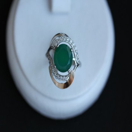 Перстень 301 агат зелений Rh Timofeev