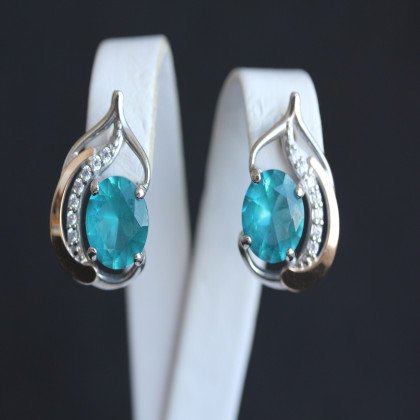 Сережки 301 кварц зелений Rh Timofeev