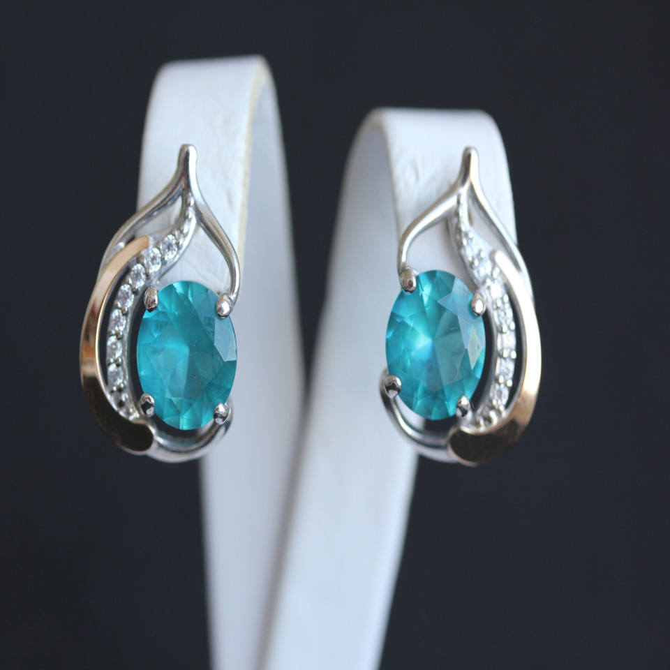 Сережки 301 кварц зелений Rh Timofeev