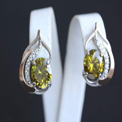 Сережки 301 цирконій олива Rh Timofeev